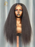 Top Virgin Hair 2*6 4*4 5*5 HD Closure Wig - Kinky Straight #1B