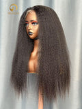 Top Virgin Hair 2*6 4*4 5*5 HD Closure Wig - Kinky Straight #1B