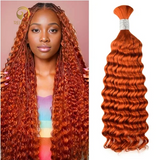 350# Ginger Orange Bulk Hair for bobo braiding - Deep wave